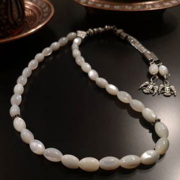 Arpa Kesim Beyaz Sedef 33' Lük Tesbih