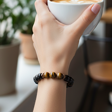 Kaplangözü Akik ve Hematit Doğal Taş Bileklik