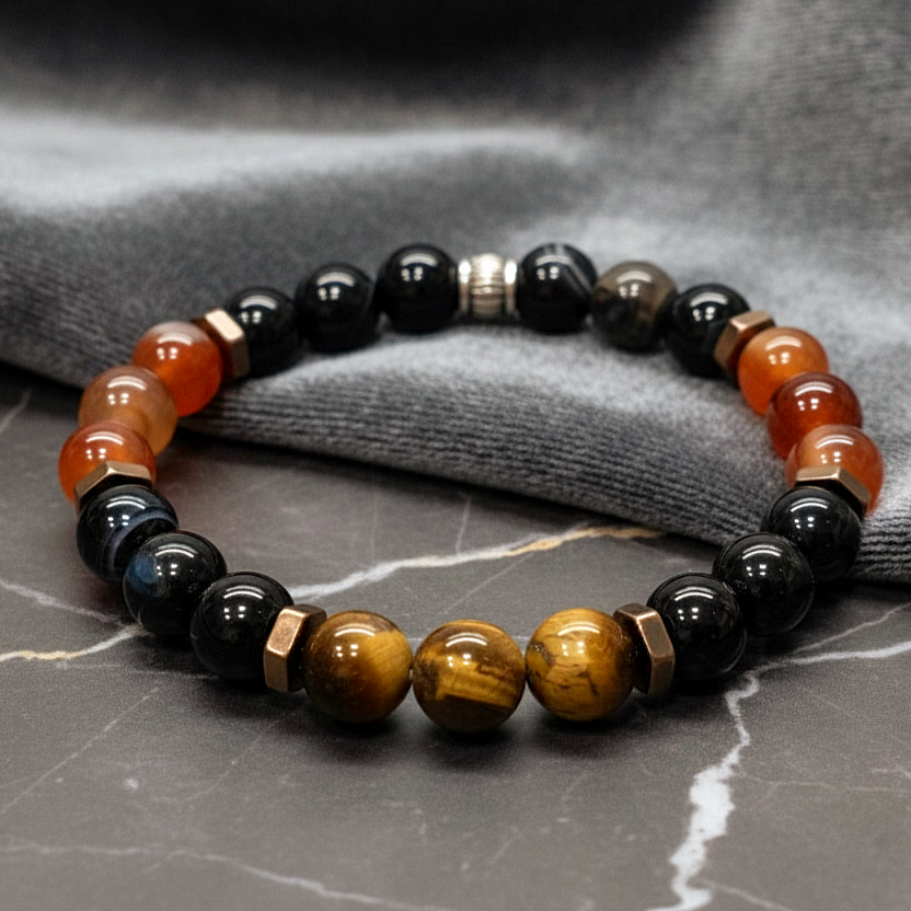 Kaplangözü Akik ve Hematit Doğal Taş Bileklik