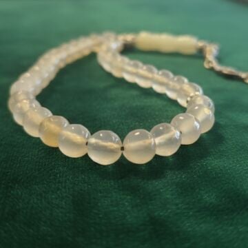 Faset Kesim Prehnit (Prinayt, Cebrail Taşı) 33 lük Gümüş Tesbih