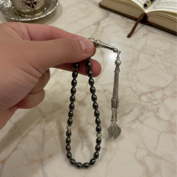 Arpa Kesim Hematit 33 lük Doğal Taş Tesbih