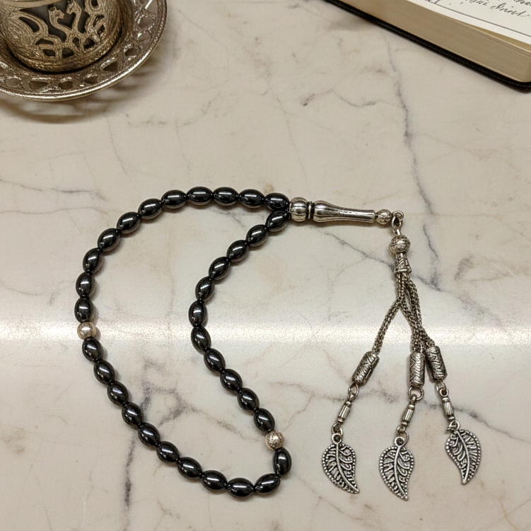 Arpa Kesim Hematit 33 lük Doğal Taş Tesbih