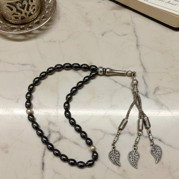 Arpa Kesim Hematit 33 lük Doğal Taş Tesbih