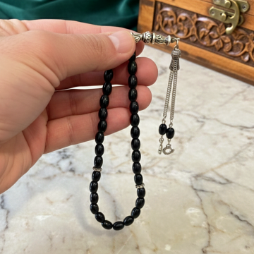 Arpa Kesim Obsidyen 33 lük Doğal Taş Tesbih