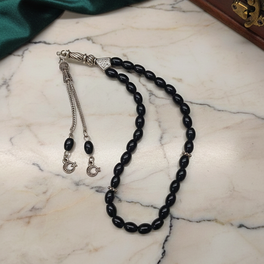 Arpa Kesim Obsidyen 33 lük Doğal Taş Tesbih