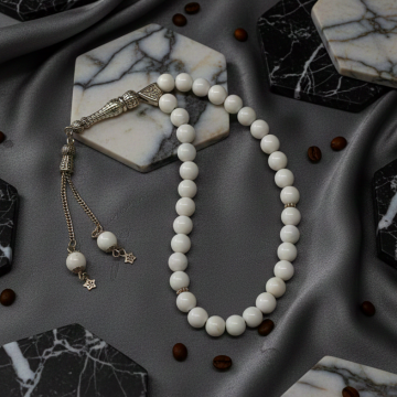 Küre Kesim 33 lük Beyaz Sedef Tesbih