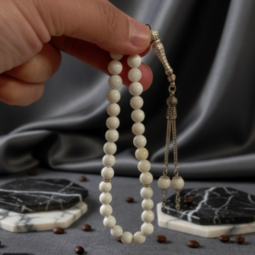 Küre Kesim 33 lük Beyaz Sedef Tesbih