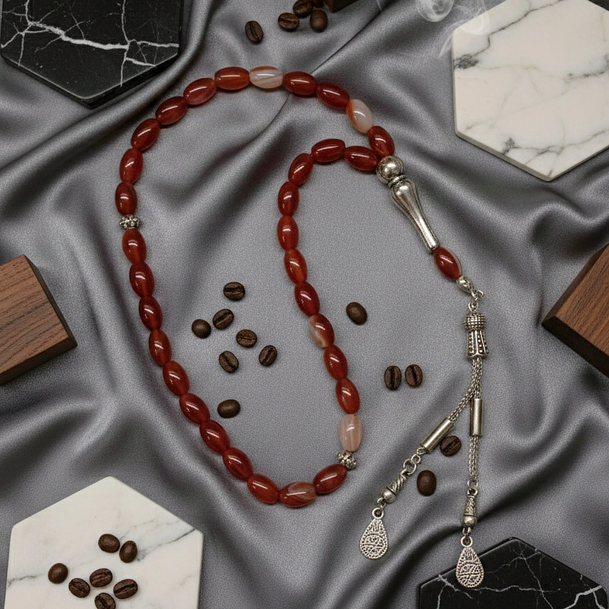 Arpa Kesim 33 lük Akik Taşı Tesbih