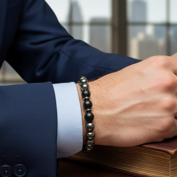 Hematit ve Oniks Doğal Taş Bileklik