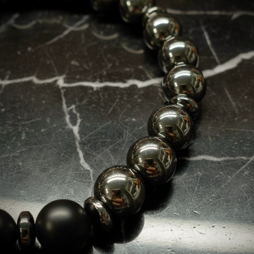 Hematit ve Oniks Doğal Taş Bileklik