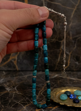 Kapsül Kesim Apatit Taşlı 33 lük Gümüş Tesbih