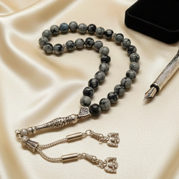 Küre Kesim 33 lük Karlı Obsidyen Tesbih