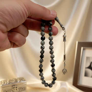 Küre Kesim 33 lük Karlı Obsidyen Tesbih