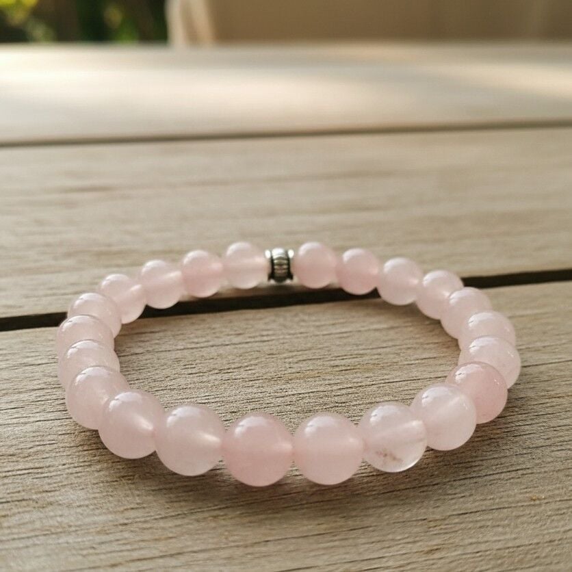 Pembe Kuvars Doğal Taş Bileklik