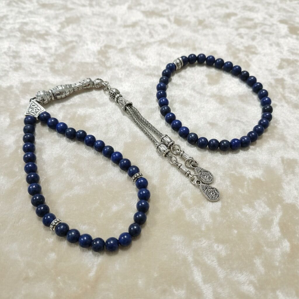 Lapis Lazuli 4 Parmak Tesbih ve Bileklik Set