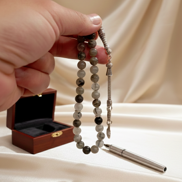 Küre Kesim Rutil Kuvars Doğal Taş 33 lük Tesbih