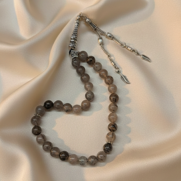 Küre Kesim Rutil Kuvars Doğal Taş 33 lük Tesbih