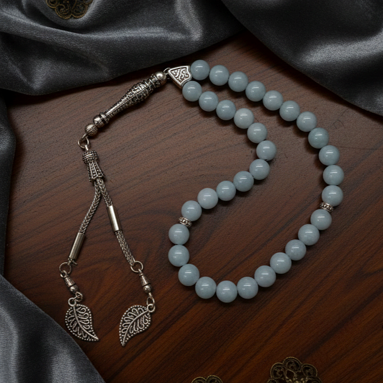Küre Kesim Akuamarin Doğal Taş 33 lük Tesbih