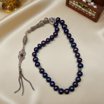 33 lük Siyah İnci 925 Ayar Gümüş Tesbih