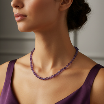 Amorf Ametist Dizi Kolye