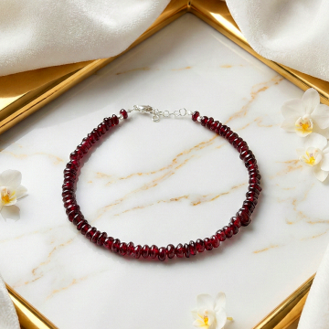 Lal (Garnet) Doğal Taş Gümüş Bileklik
