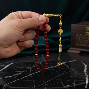 Küre Kesim Akik Taşlı Tesbih