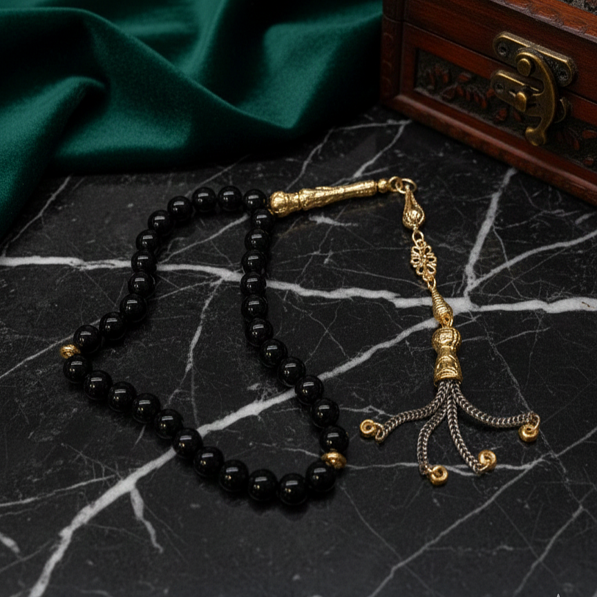 Küre Kesim Oniks Taşlı Tesbih