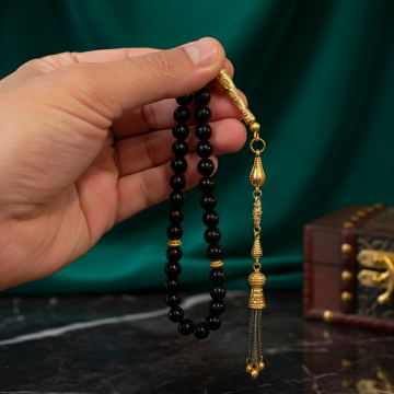 Küre Kesim Oniks Taşlı Tesbih