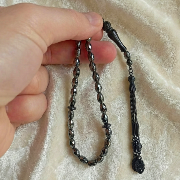 Faset Arpa Kesim Hematit 33 lük Doğal Taş Tesbih