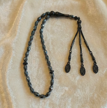 Faset Arpa Kesim Hematit 33 lük Doğal Taş Tesbih