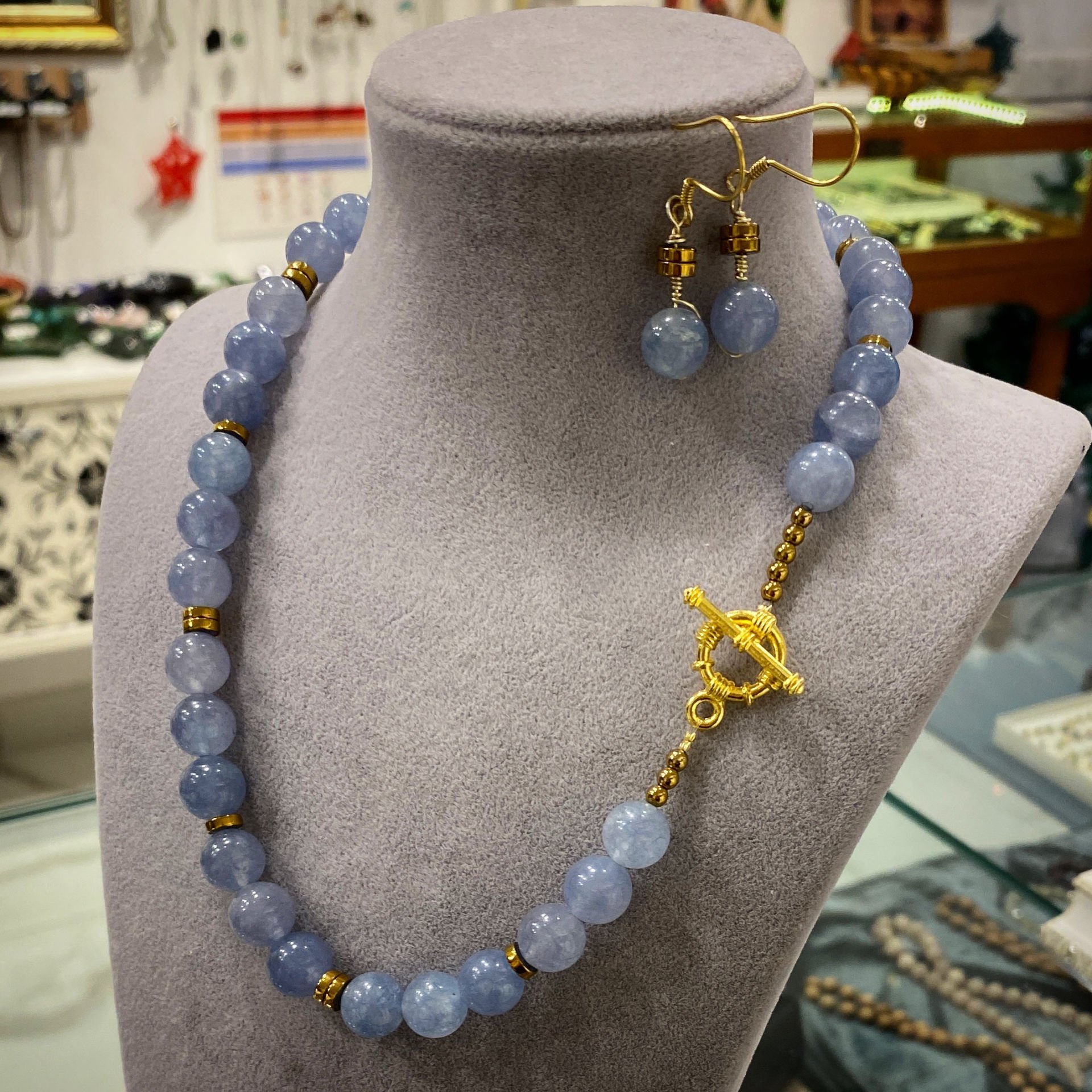 Akuamarin Kolye ve Küpe Set