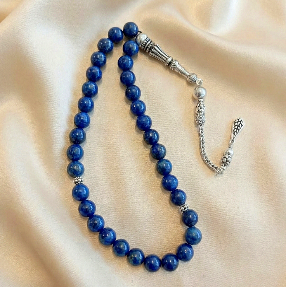 Lapis Lazuli Taşlı 33 lük Gümüş Tesbih