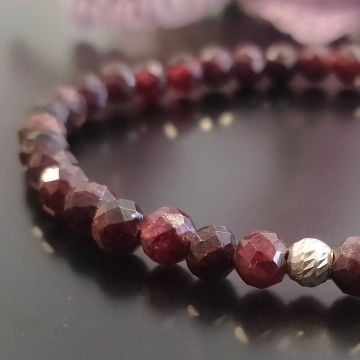 Lal (Garnet) Gümüş Bileklik