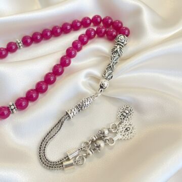 Orjinal Yakut Taşlı Gümüş Tesbih