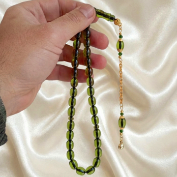 Beyzi Kesim Sıkma Ateş 33 lük Yeşil Renk Tesbih