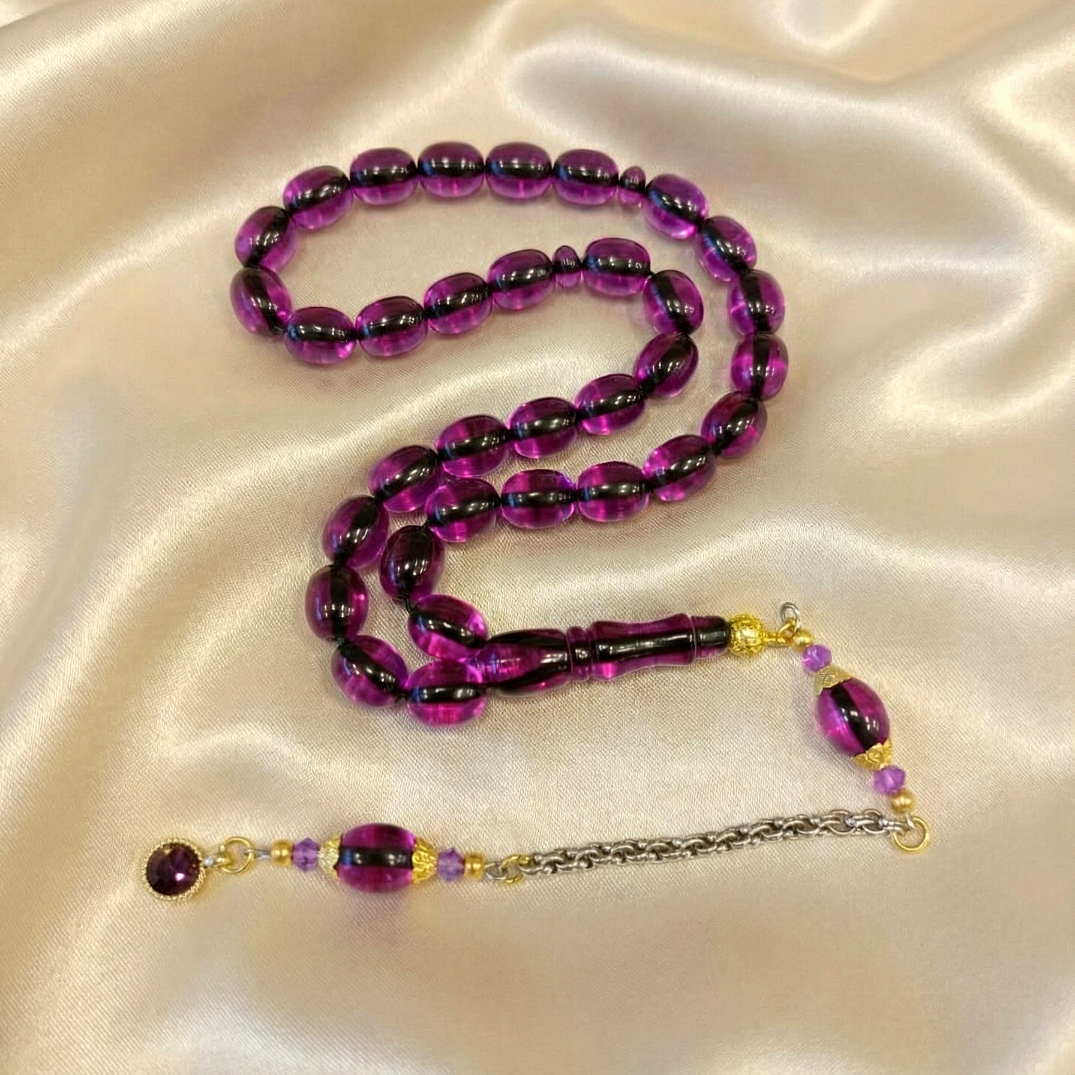 Beyzi Kesim Sıkma Ateş 33 lük Mor Renk Tesbih