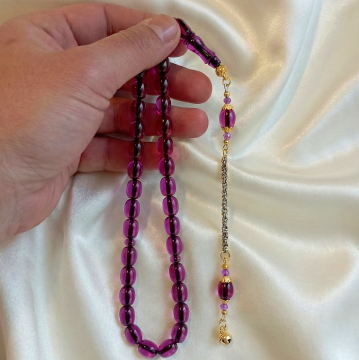 Beyzi Kesim Sıkma Ateş 33 lük Mor Renk Tesbih