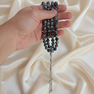 Dua ve Namaz Tesbihi 99 luk Küre Kesim Karlı Obsidyen