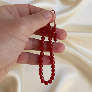 6mm Küre Kesim Akik 33'lük Bilek Boy Tesbih