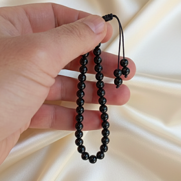 6mm Küre Kesim Oniks 33'lük Bilek Tesbihi