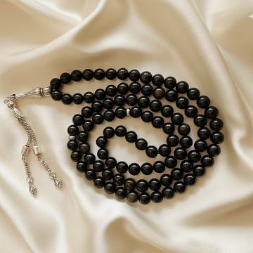 Dua ve Namaz Tesbihi 99 luk Küre Kesim Gold Obsidyen
