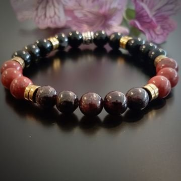 Kök Çakra Doğal Taş Bileklik - Topraklanma ve Denge Temalı