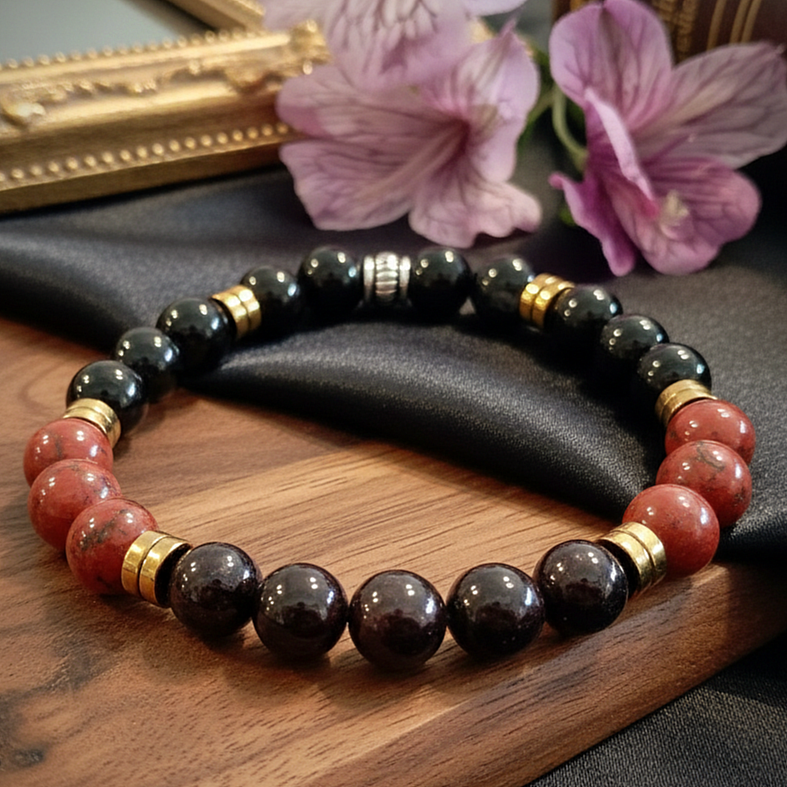 Kök Çakra Doğal Taş Bileklik - Topraklanma ve Denge Temalı - Çakra Bilekliği