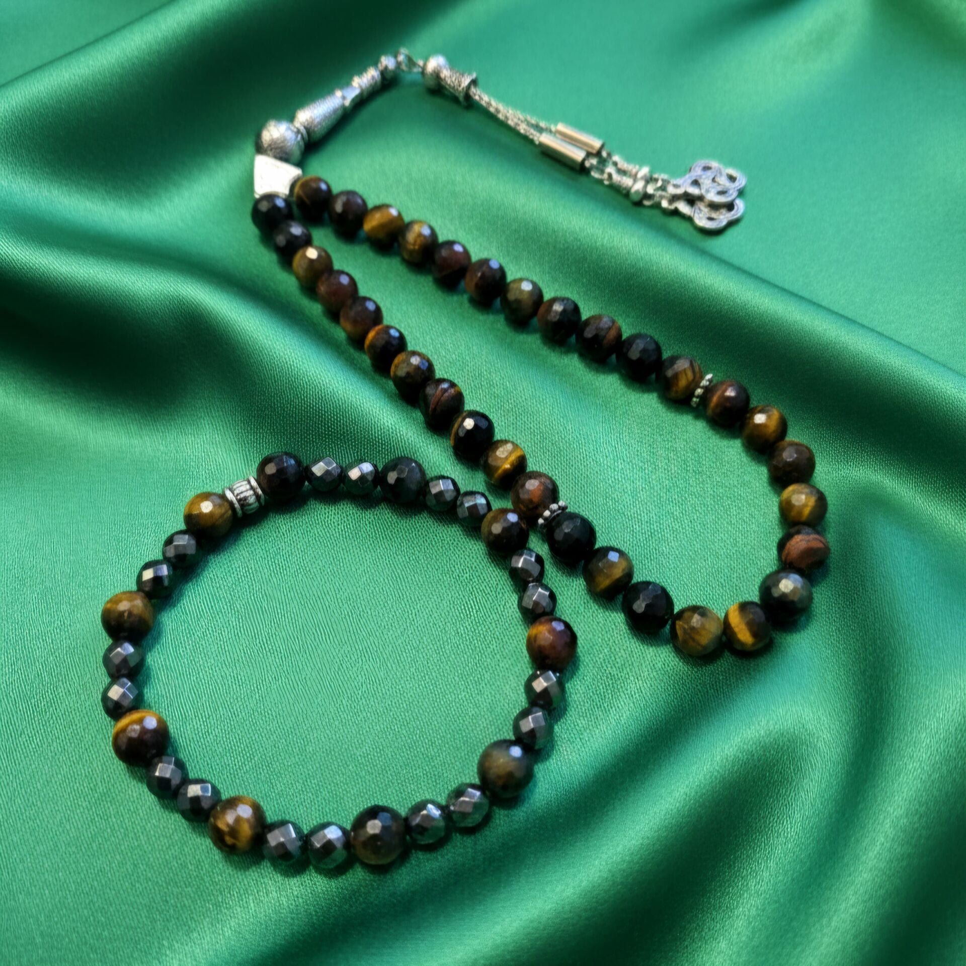 8mm Kaplangözü 33 lük Tesbih ve Bileklik Set