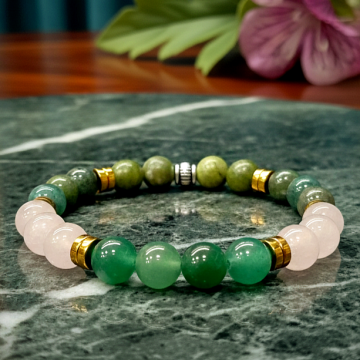 Kalp Çakrası Enerji Bilekliği - Uyum, Denge ve Merhamet Temalı - Çakra Bileklik