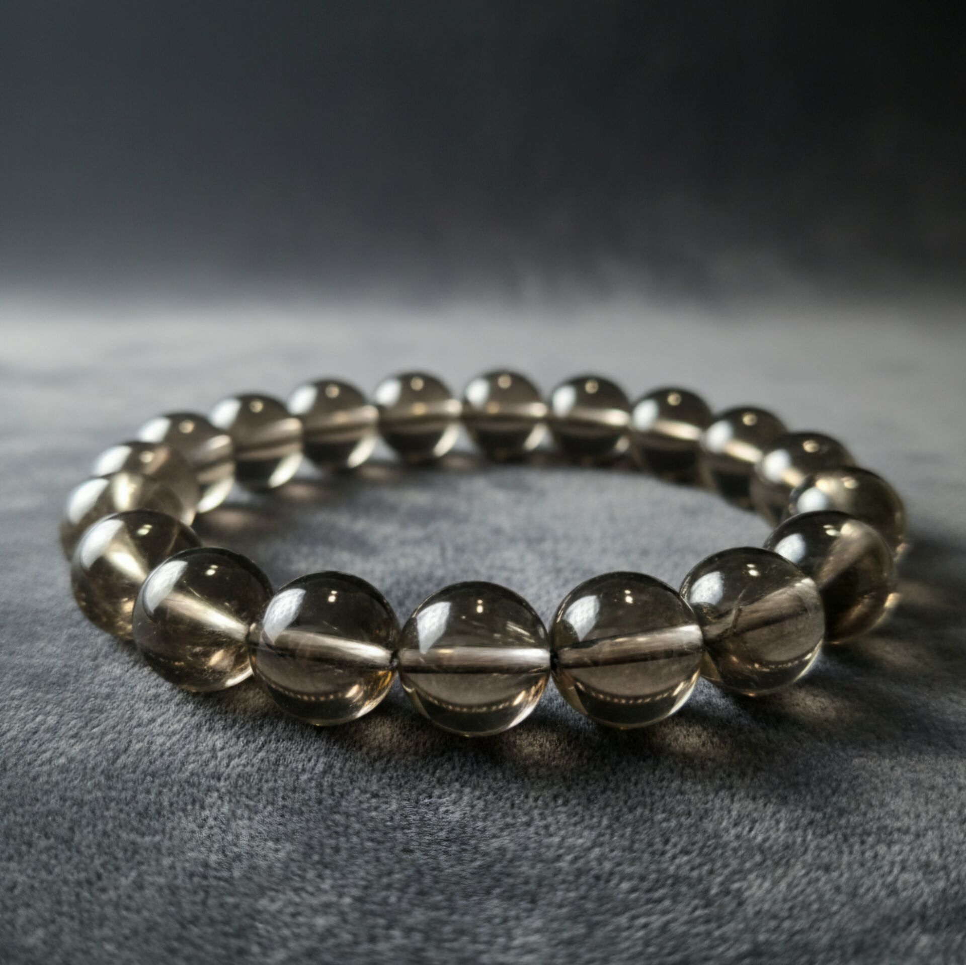 12 mm Dumanlı Kuvars Doğal Taş Stres Bilekliği