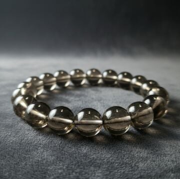 12 mm Dumanlı Kuvars Doğal Taş Stres Bilekliği