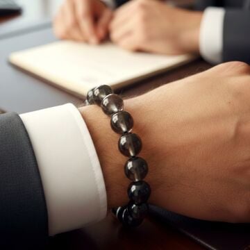 12 mm Dumanlı Kuvars Doğal Taş Stres Bilekliği