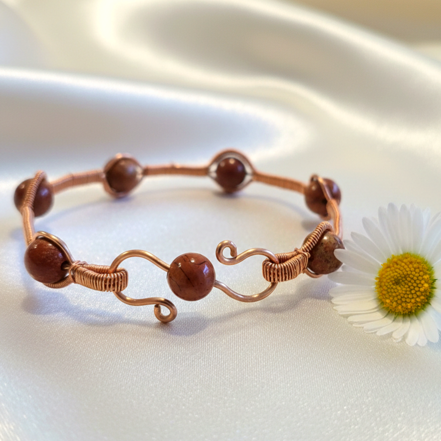 Jasper Taşlı Tasarım Trend Bakır Bileklik