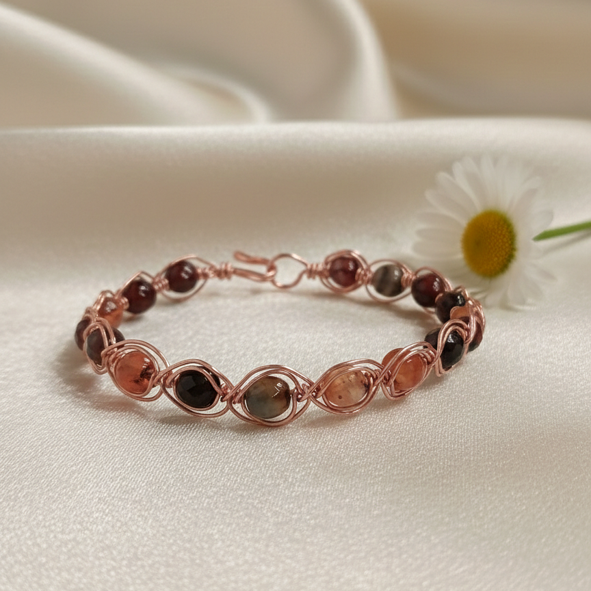 Akik Taşı ve Trend Bakır Bileklik (Bilezik)